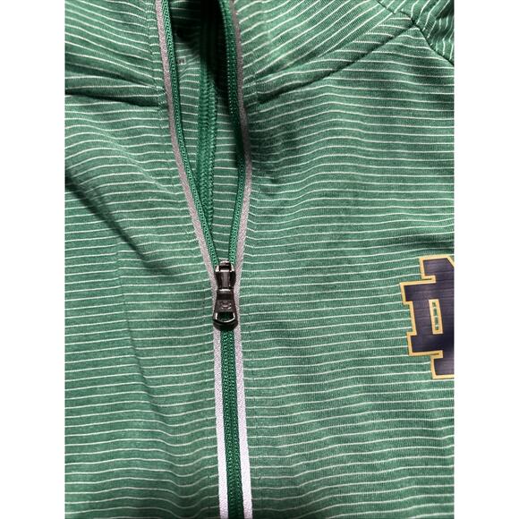 Under Armour Quarter Zip Notre Dame Green Striped Shirt size L Heatgear Women’s - Picture 6 of 9